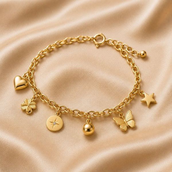 Gold charm bracelet