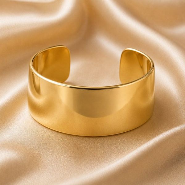 Wide gold cuff bracelet