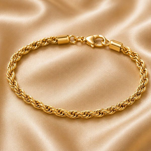 Rope-chain gold bracelet
