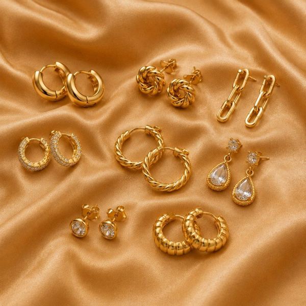 A curated collection of gold earrings