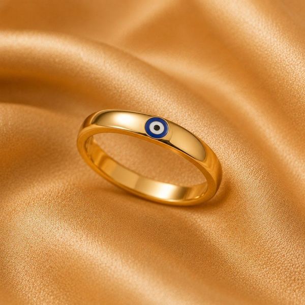 Gold ring with evil eye detail