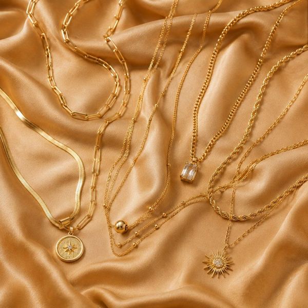 A curated collection of gold necklaces