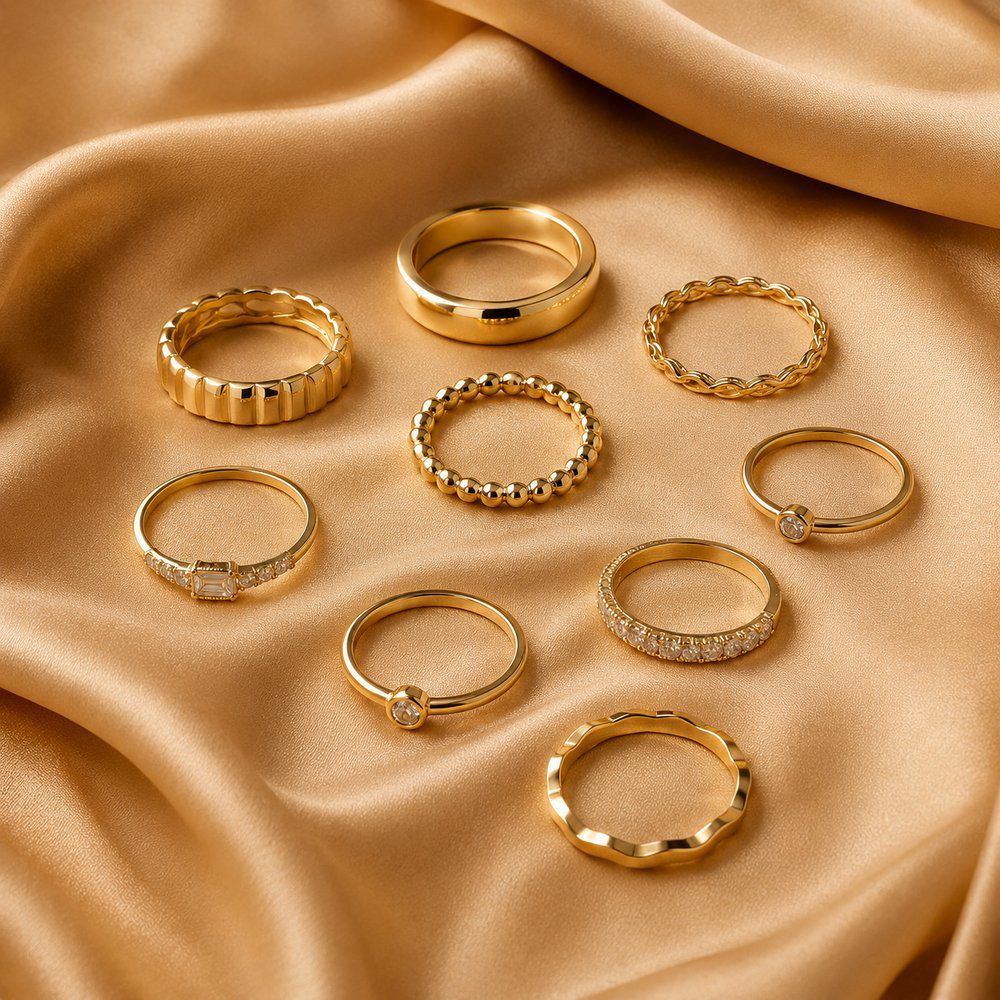 A curated collection of gold rings