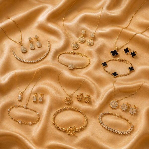 A curated collection of gold jewelry sets