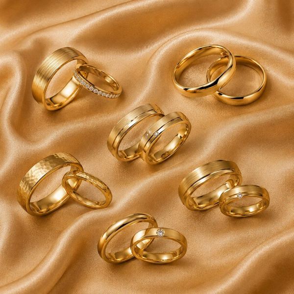 A curated collection of gold wedding bands